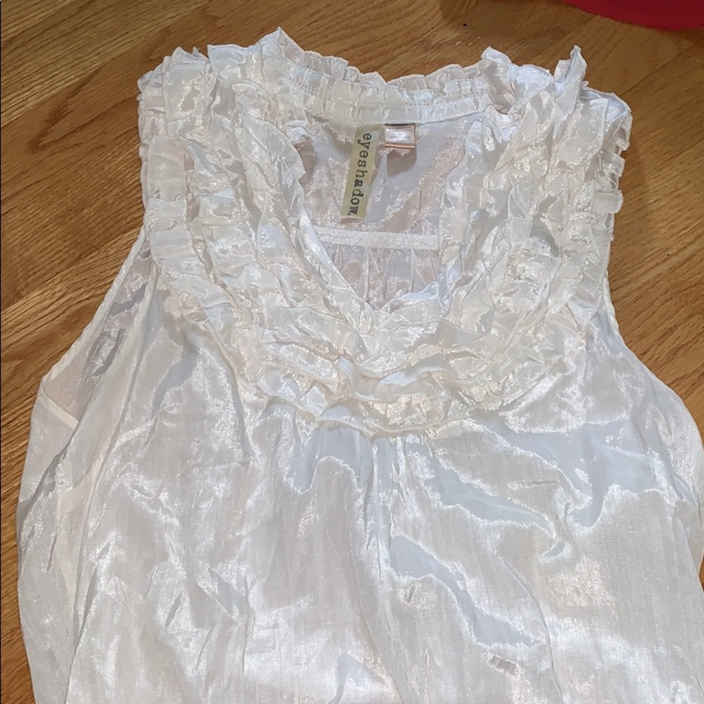 White ruffle tank